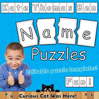 Editable name puzzle activity. Printable.